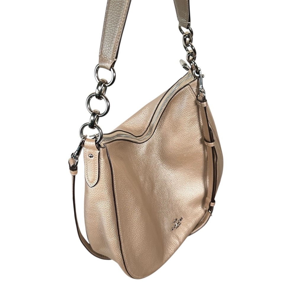 COACH Elle Pebbled Leather Hobo Bag in metallic rose gold - Picture 10 of 16
